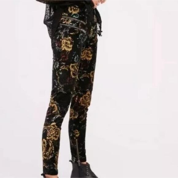 Rare Free People Lennon Velvet Moto Pants - Picture 3 of 7